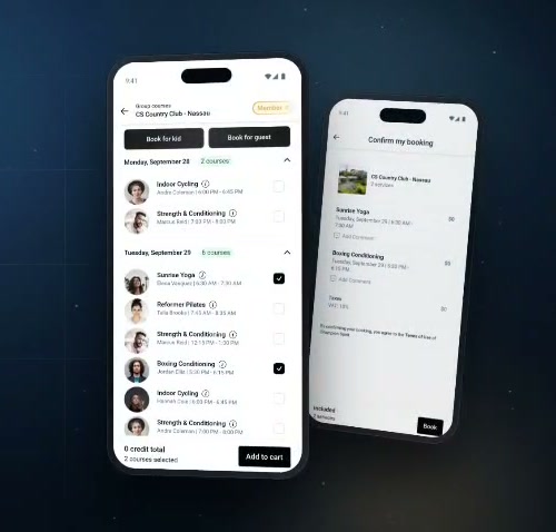 Member booking screens