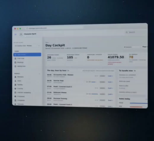 Day cockpit dashboard with live figures